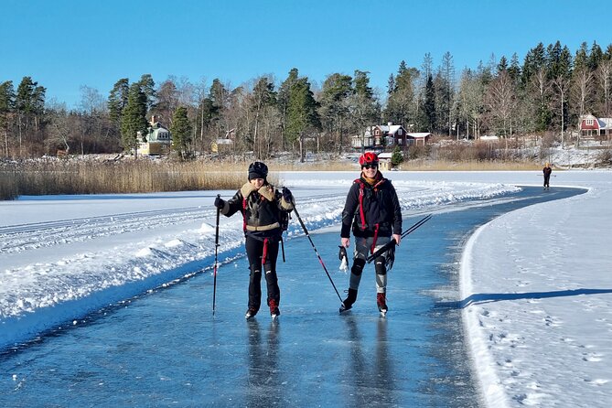 Nordic Ice Skating on a Frozen Lake in Stockholm - Reaching a Frozen Lake Outside the City