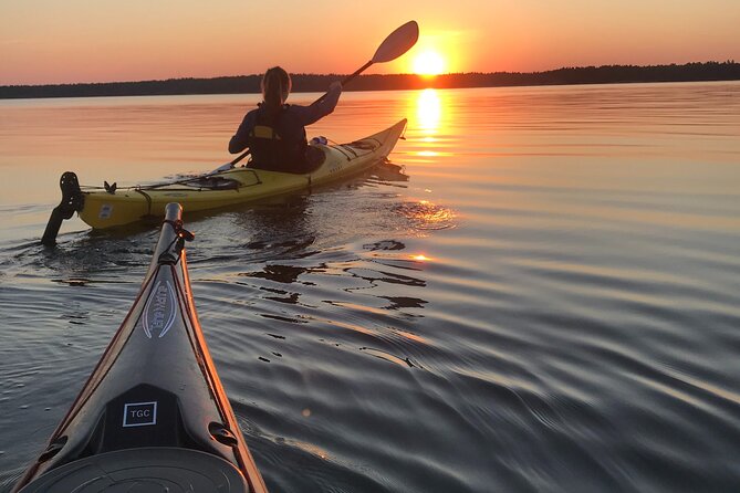 PRIVATE Sunset Kayaking in Stockholm Archipelago Nature Reserve - From Stockholm Central to the Baltic shore