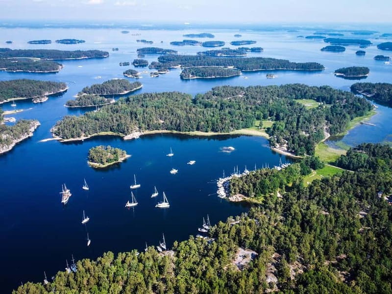 The Stockholm archipelago from the air on a summer afternoon