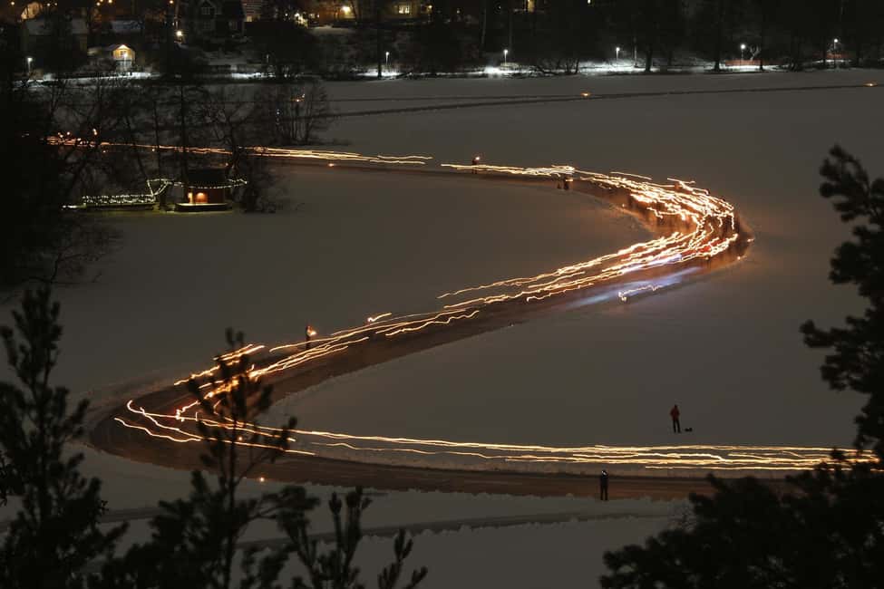 Stockholm: Ice Skating with fire & chance of Northern Lights - Why this Stockholm night tour feels different
